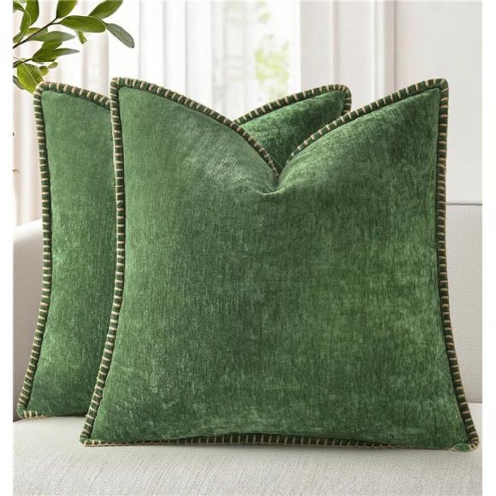 Spring Chenille Soft Cozy Throw Pillow Covers 18x18 Set of 2, Modern Farmhouse